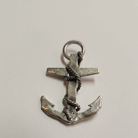 Sterling Silver Anchor Pendant 925 - Picture 2 of 4